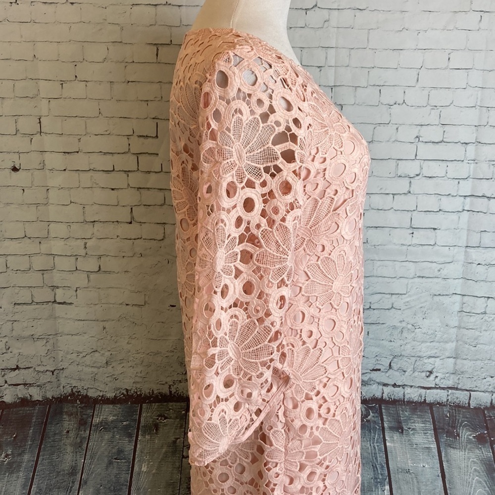 Nanette Lapore NWT lace dress tulip sleeve wedding baby shower barely blush pink - Picture 11 of 16